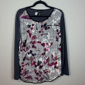 NEW style & Co. Women's Heart Print Multimedia Shirt Size 0X NWOT valentines Day